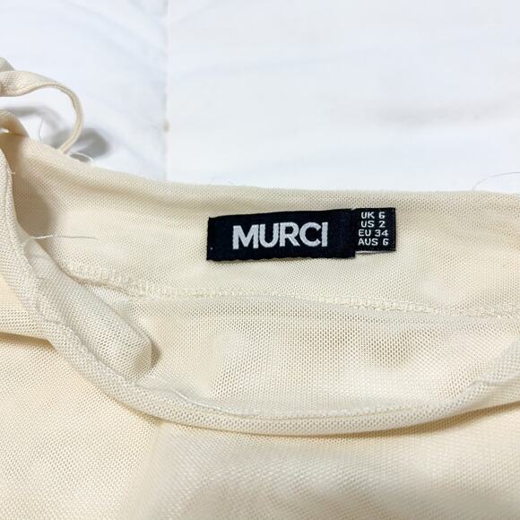 Murci Mesh Maxi Beach Skirt Floral Print Sheer Cover Up White Yellow Pink 2 - Picture 7 of 7